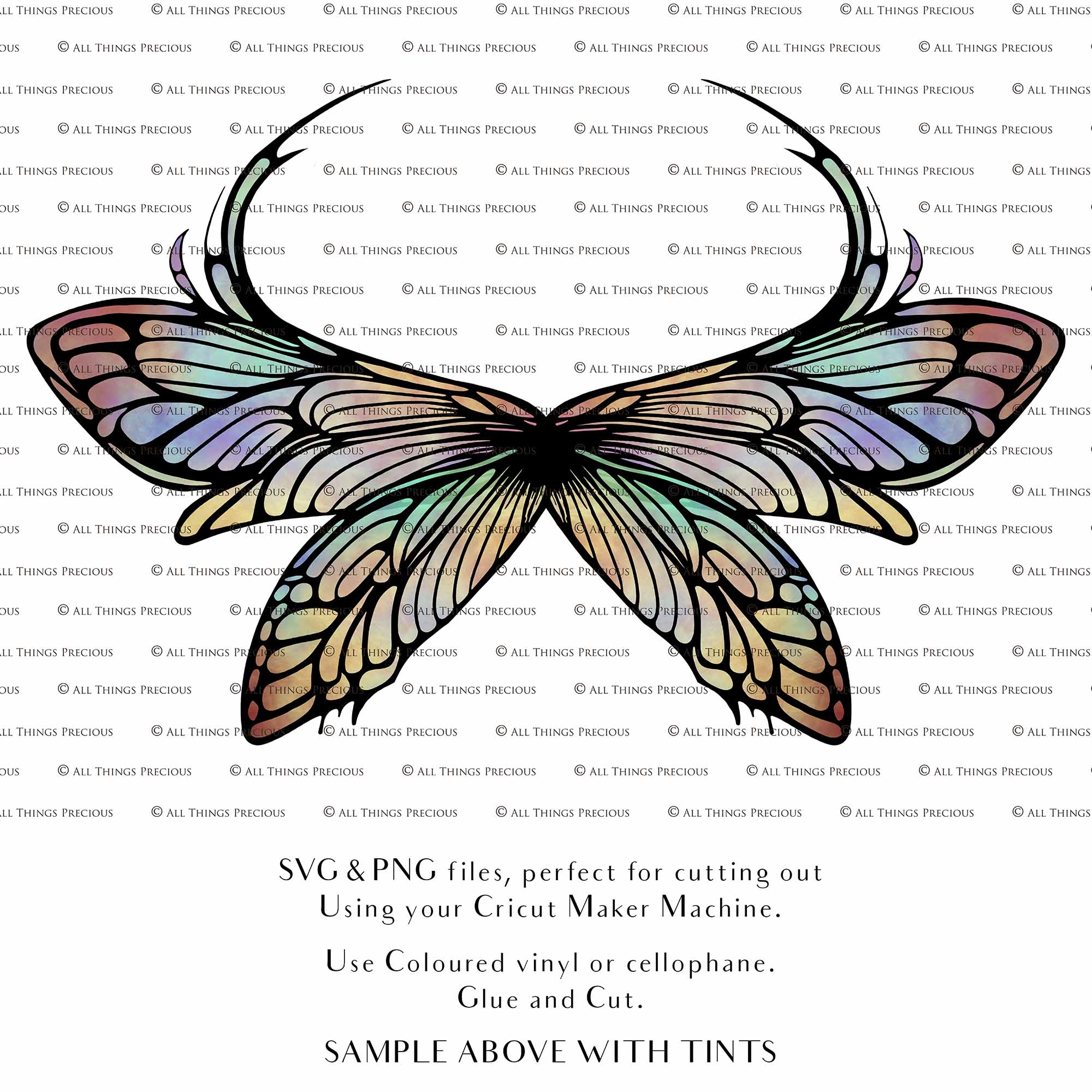 SVG & PNG Fairy Wing files for Cricut or Silhouette Cameo Cutting Machine. To create wearable fairy wings, in adult or children sizes. These are Individual Wing Pieces, for you to cut and assemble. This is a DIGITAL product.